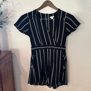 Like New Black & White Striped Romper